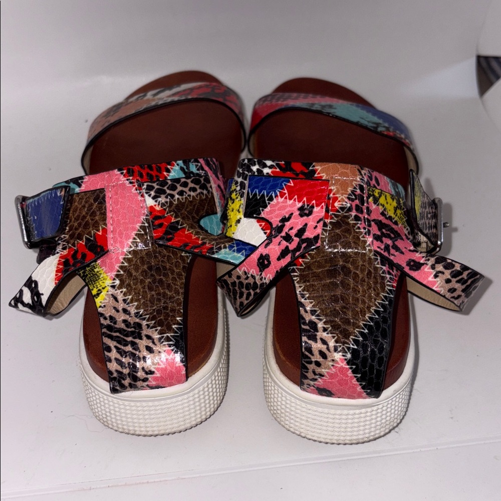 Cute MIA Ellen Multicolored Snake Print Platform Sandals 8.5 - Picture 4 of 6